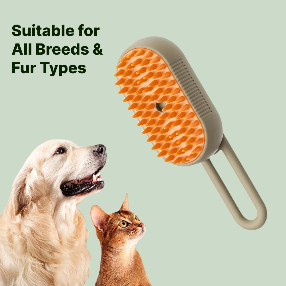 Bloomark - 3 in 1 Pet Hair Removal Comb, Massage & Steam Brush for Dogs Cat