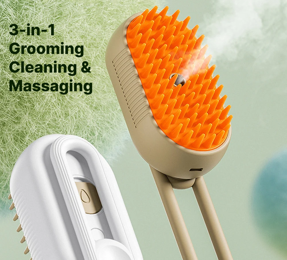 Bloomark - 3 in 1 Pet Hair Removal Comb, Massage & Steam Brush for Dogs Cat - Image 2
